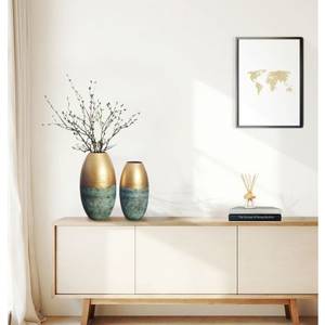 Vase de table moderne Focal Feature, finition dorée, fait main, pot décoratif, hauteur 39 cm et 31 cm, forme ovale - Product Image 2