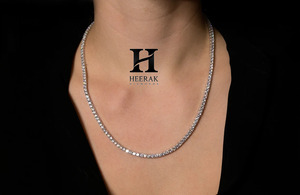 Luxury Round Brilliant Cut <b>VVS</b> Moissanite Tennis <b>Chain</b> 14K White Gold Over Silver Lab Grown Diamond Tennis Necklace Jewelry - Product Image 4