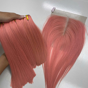 Cabello Virgen Vietnamita Liso Color Rosa Pastel, Cabello Humano de Lujo, Super Double Draw, Envío Rápido desde Fábrica, Super Draw - Product Image 4