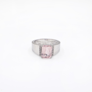 Bague en argent sterling 925 avec quartz rose naturel, plaquée rhodium, bijoux fins OEM ODM - Product Image 5