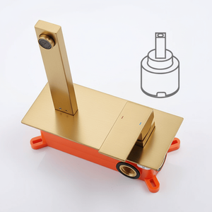 Grifo monomando de latón de 2 orificios para montaje en pared, acabado dorado cepillado, para lavabo de baño y bañera, válvula de paso incluida - No se puede enviar 'w' - Product Image 3