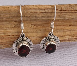 Natural Red Garnet <b>Solid</b> 925 Sterling <b>Silver</b> Handmade Vintage Luxury Drop <b>Earrings</b> for Wedding Anniversary Gift Party - Product Image 4