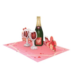 Tarjeta de San Valentín 3D Pop-Up con Botella de Champán y Tarjeta de Felicitación, Tema de Amor 3D, Tarjetas de Felicitación Hechas a Mano con Troquelado - Product Image 1