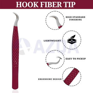 Pinza Profesional de Acero Inoxidable Curva en S para Extensión de Pestañas con Punta de Fibra para Aplicación de Pestañas de Volumen - Product Image 4