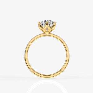 Anillo de compromiso solitario de plata con diamante redondo cultivado en laboratorio y banda pavé, ideal para regalo y fiesta, venta al por mayor, joyería fina para mujer. - Product Image 2