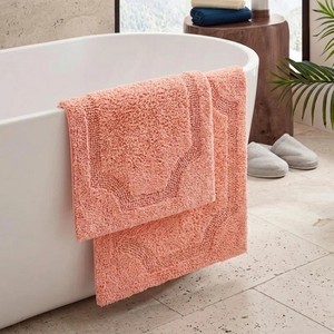 Ensemble de tapis de bain en coton, 2 pièces, couleur unie, rectangulaire, antidérapant, avec support en caoutchouc, pour usage domestique, style classique, tufté, épaisseur moyenne - Product Image 2