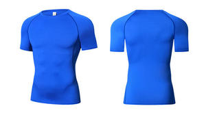 เสื้อคอมเพรสชั่นแขนราแกลนผู้ชาย แบบสั่งทำ แห้งเร็ว ผ้ายืดสแปนเด็กซ์ โพลีเอสเตอร์ คอกลม กระชับรูปร่าง สีพื้น บริการ OEM - Product Image 5