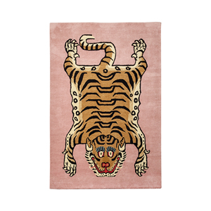Tibetan Tiger Hand Tufted Wool Blush Pink Animal Print Coastal Eco-Friendly Organic Luxurious Home Decor Pile Area Rug - Product Image 1