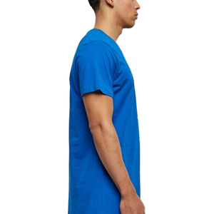 Custom <b>Men</b> Royal Blue <b>Longline</b> <b>T</b> <b>Shirt</b> Premium Cotton Crew Neck Short Sleeve Extended Length Plain Tee - Product Image 4