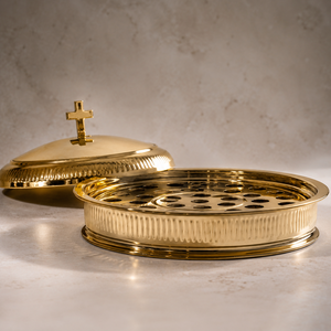 Plateau de service de communion finition or, ensemble en acier inoxydable, plateau sacré avec couvercle, assiette pour cérémonie religieuse - Product Image 2