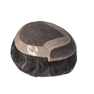 วิกผมผู้ชายแบบติดลูกไม้ ผมแท้ อินเดียนเรมี่ แฮร์ ทัซ แฮร์ บังกลาเทศ ดีฟเวฟ ซิงเกิลเวฟท์ สีเทา 50% - Product Image 4