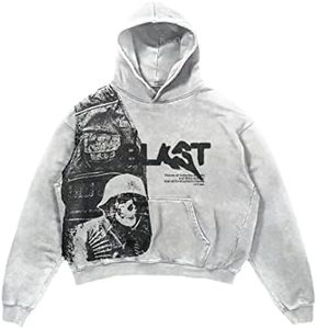 Sudadera con Capucha de Invierno, Corte Regular, Lavado Ácido Personalizado, con Estampado Gráfico Frontal |   Sudadera de Felpa de Algodón Grueso de 370 g/m² para Hombre |   OEM - Product Image 2
