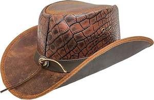 หมวกคาวบอยหนังแท้ทรง Outback ทำมือ ปีกกว้าง สไตล์ตะวันตก สำหรับกิจกรรมกลางแจ้งและการเดินทาง - Product Image 2