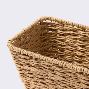 Seagrass Rectangular Storage Tray Wicker Organizer Tray Eco Friendly Rustic Elegant Home Decor for Closet Shelf Kitchen OEM ODM - Product Image 4