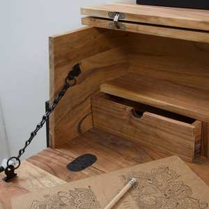 Bureau de secrétaire Vandana Lyra Lunaris en bois d'acacia et métal - Product Image 2