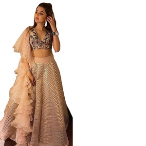 Conjunto de Lahenga Choli de Seda Kasturi y Rayón Viscosa Color Rosa para Fiestas Nocturnas, con Trabajo de Hilo Dori Zari. ¡Pídalo Ahora! - Product Image 1