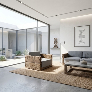 Sofá Individual Dna, Sillón Moderno Rústico de Madera, Sillón Tapizado para Sala de Estar, Mueble con Estructura de Madera Orgánica con Borde Natural - Product Image 3