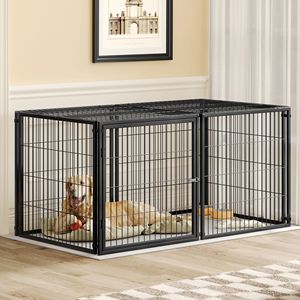 Gabbia per Animali Domestici di Grandi Dimensioni per Interni, Recinto per Cani di Taglia Media 162 cm, Box in Acciaio Nero con Tetto 87 cm x 80 cm x 80 cm - Product Image 2