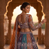 Lehenga Choli semi-cousu en tissu papillon à sequins, avec dupatta élégant, prix de gros par Royal Export