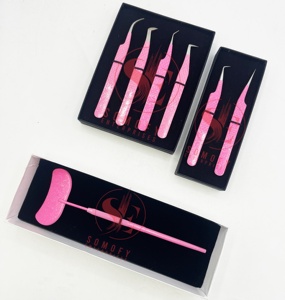 La plus nouvelle pince à cils en acier inoxydable à paillettes roses antidérapantes - Product Image 6