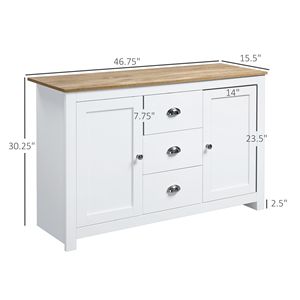 "Handmade White <b>Sideboard</b> Cabinet with Adjustable Shelves & Drawers for Kitchen <b>Storage</b>-for Villa Farmhouse Warehouse" - Product Image 3
