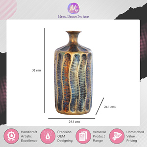 Worldwide Exporter Selling Semi Shine Antique Brass Handcrafted Metal <b>Gold</b> Long Flower <b>Vase</b> for Home Decor at Excellent Price - Product Image 2