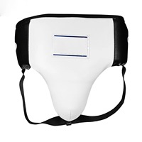 Protège-entrejambe MMA bleu et blanc respirant en maille ventilée avec sangles réglables pour la boxe, le karaté et le taekwondo