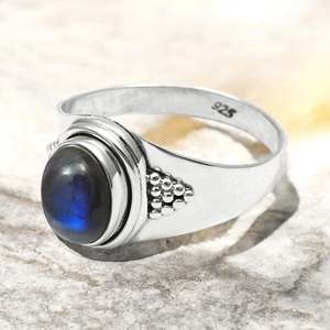 Vintage Designer Fine <b>Rings</b> With Natural <b>Labradorite</b> Gemstone Crafted Fromm 925 Sterling Silver Wholesale Price Boho Jewelry - Product Image 5