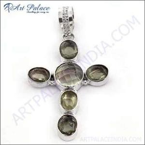 Nuevo diseño de Cruz de piedras preciosas múltiples en colgante de plata alemán, joyería de plata alemana Cutstone colgantes de plata colgantes más geniales - Product Image 1
