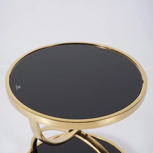 LINEA gold <b>side</b> <b>table</b> metal <b>side</b> <b>table</b> round end <b>table</b> <b>glass</b> top <b>table</b> modern <b>side</b> <b>table</b> tier <b>side</b> <b>table</b> luxury <b>side</b> <b>table</b> bed - Product Image 2