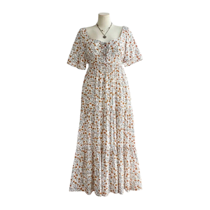 Vestido largo informal con cuello cuadrado y estampado floral para mujer, uso diario - Product Image 1
