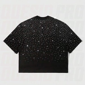 Camiseta de hombre con pedrería brillante, cuello redondo, manga corta, diseño gráfico brillante, para fiesta, club, festival, hip hop, ropa urbana, escenario - Product Image 3