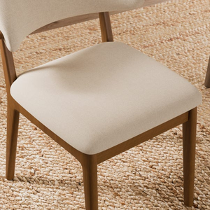 Chaise de salle à manger de style moderne du milieu du siècle avec dossier incurvé et pieds en bois massif - Product Image 4