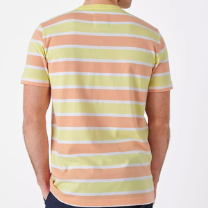 T-shirt rayé à épaules tombantes 100 % coton pour homme, personnalisable OEM ODM, faible MOQ, motif lettres, tissu tricoté - Product Image 1