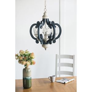 Illuminazione a ciondolo in legno naturale a 6 luci per cucina soggiorno sala da pranzo lampadario in legno lampadina non inclusa - Product Image 6