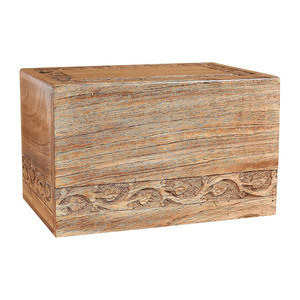 แกะสลักโดยช่างฝีมือชาวอินเดียโกศไม้สำหรับเผาขี้เถ้าของมนุษย์สีน้ำตาลเข้มธรรมชาติโกศไม้ธรรมชาติที่ระลึกสำหรับมนุษย์และสัตว์เลี้ยง - Product Image 1