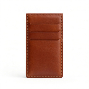 Tarjetero Minimalista de Cuero Genuino, Delgado, con Múltiples Ranuras, Color Marrón, para Tarjetas de Crédito, Uso Diario, de BD, Superventas - Product Image 4