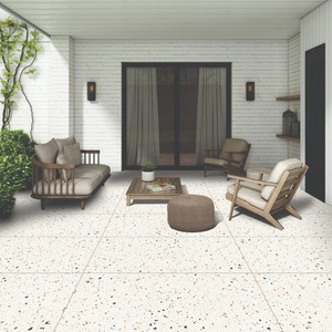 Moderna Baldosa de Porcelana con Acabado Crema Terrazzo, para Pisos y Paredes, Varios Tamaños, Esmaltada, para Interiores y Exteriores, Ideal para Hoteles de Lujo - Product Image 5