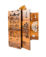 Armoire de prière hindoue en bois artisanale |   Temple découpé au laser avec motif de lotus et de cloche |   Boîte de prière pour autel domestique |   35×20×60 cm