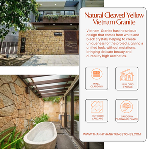 Meilleur choix pour la décoration intérieure moderne : Panneau mural en pierre de granit jaune, revêtement de façade en pierre naturelle, imperméable, gaufré, pour salon - Product Image 5