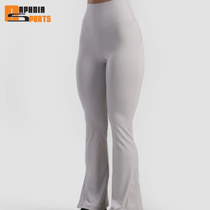 High Quality Customized Women's Sport <b>Leggings</b> Elastic Waist Yoga Stretchable Pants Spandex/Polyester Breathable <b>Flared</b> <b>Leggings</b> - Product Image 4