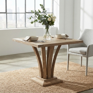 <b>Solid</b> <b>Wood</b> Square Dining Table Unique Curved Pedestal Base Modern Rustic Teak Style Wooden Table Home Furniture Dining Room <b>Desk</b> - Product Image 5