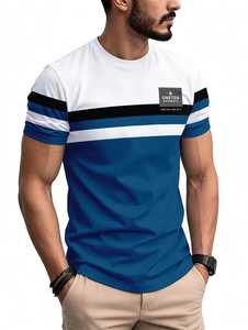 T-shirt à manches courtes pour homme Oneten Apparels, coupe classique, col rond, logo sur le devant, tricoté, 100% coton, sportif - Product Image 6