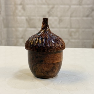Tasse en bois d'acacia en forme de gland avec couvercle gravé – Fabricant et fournisseur d'Inde - Product Image 1