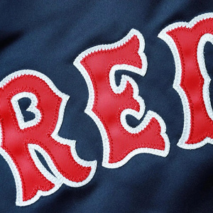 Chaqueta Universitaria Azul Marino Personalizada de Satén para Hombre, Chaqueta Bomber con Logotipo Rojo, Uniforme de Béisbol Letterman al por Mayor, Ropa Deportiva - Product Image 2