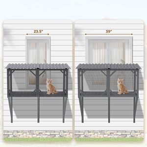 Box per Gatti da Esterno da 43,3 Pollici con Logo Personalizzato, Recinto Catio con Rete Anti-insetti per Prendere il Sole, Riposare e Osservare da Finestra - Product Image 4