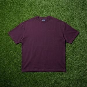 Camiseta Oversize de Algodón para Hombre, Color Morado Oscuro, Cuello Redondo, Manga Corta, Estilo Casual Urbano, Ajuste Relajado - Product Image 6