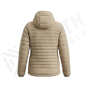 Hooded Quilted Jacket Women Winter Full Sleeve Polyester Filling Solid Color Zipper Closure Regular Length - Product Image 2