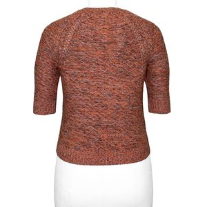 เสื้อสเวตเตอร์ผ้าฝ้ายผสมลายเคเบิ้ล แขนสั้น คอกลม สำหรับผู้หญิง - Product Image 2