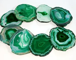 Posavasos de Ónix Verde Ágata Surtido con Borde Dorado de Cristal, Tallado Pulido, Gema Artesanal, Reiki, Decoración para Mesa y Hogar - Product Image 4